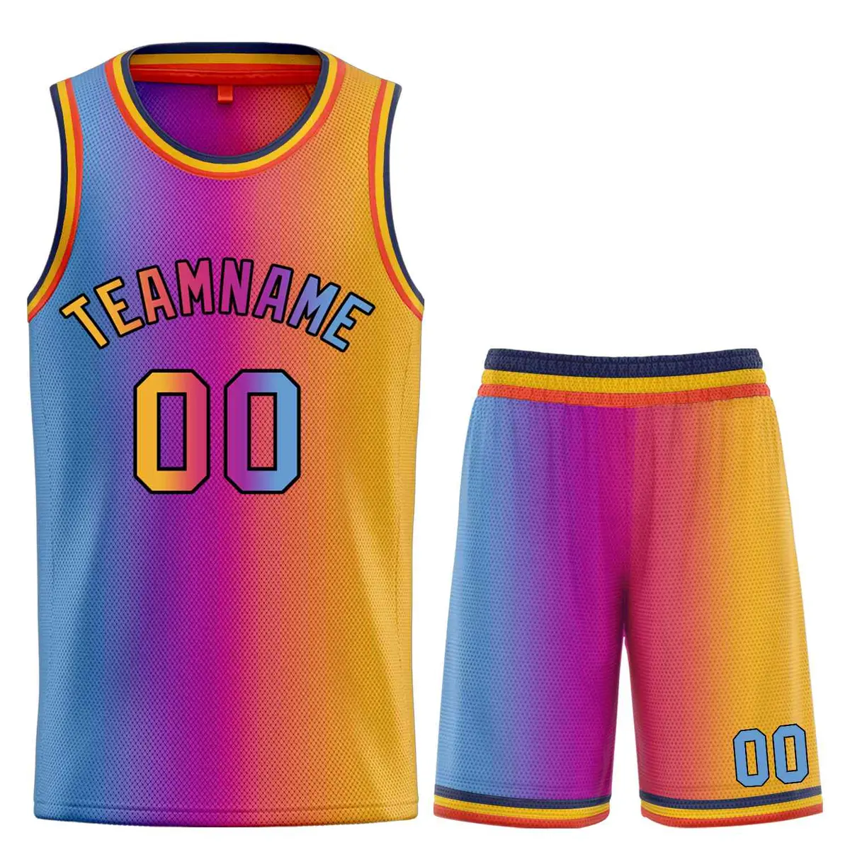 Light Blue Orange-Black Bull Gradient Basketball Jersey