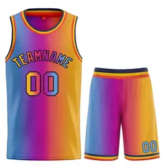 Light Blue Orange-Black Bull Gradient Basketball Jersey