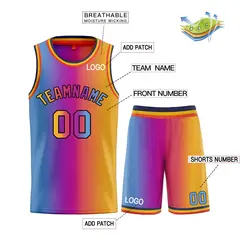 Light Blue Orange-Black Bull Gradient Basketball Jersey 3