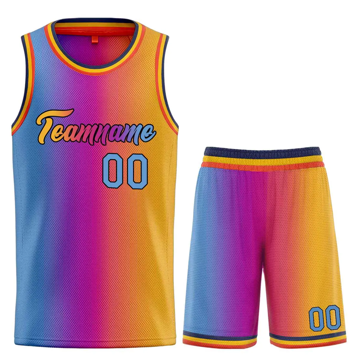 Light Blue Orange-Black Gradient Heal Basketball Jersey