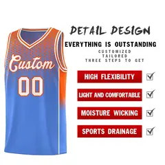 Light Blue Orange Dot Pattern Reversible Side Gradient Basketball Jersey Kits 3