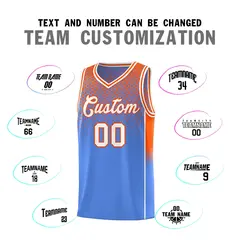 Light Blue Orange Dot Pattern Reversible Side Gradient Basketball Jersey Kits 4