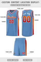 Light Blue Orange-Red Gradient Basketball Jersey 2