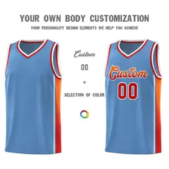 Light Blue Orange-Red Gradient Basketball Jersey 3