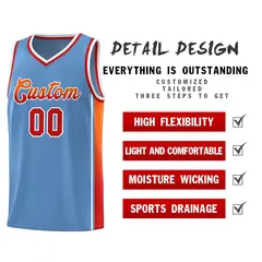 Light Blue Orange-Red Gradient Basketball Jersey 5