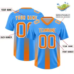 Light Blue Orange Vertical Gradient Stripe Football Jersey 2