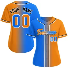 Light Blue Orange-White Gradient Baseball Jersey