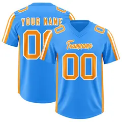 Light Blue Orange White Side Stripe Football Jersey 1