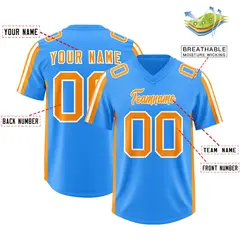 Light Blue Orange White Side Stripe Football Jersey 2