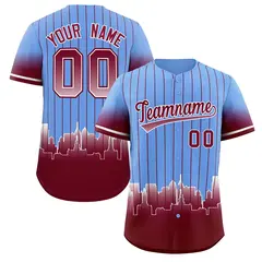 Light Blue Philadelphia City Silhouette Baseball Jersey 1