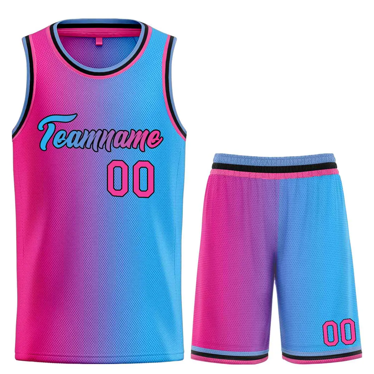 Light Blue Pink-Black Gradient Heal Basketball Jersey