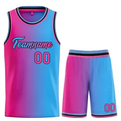 Light Blue Pink-Black Gradient Heal Basketball Jersey