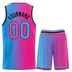 Light Blue Pink-Black Gradient Heal Basketball Jersey 2