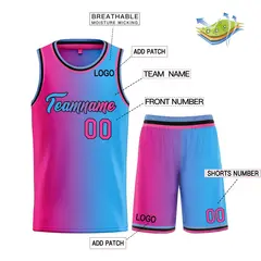Light Blue Pink-Black Gradient Heal Basketball Jersey 3