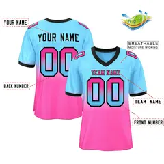 Light Blue Pink-Black Gradient Outdoor Football Jersey 2