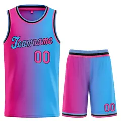 Light Blue Pink-Black Gradient Sets Basketball Jersey