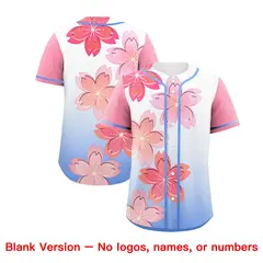 Light Blue Pink Cherry Blossom Graffiti Baseball Jersey 7