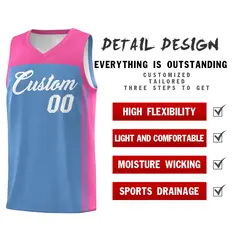 Light Blue Pink Classic Sets Basketball Jersey 2