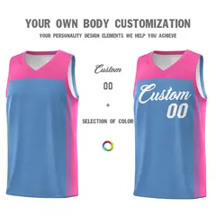 Light Blue Pink Classic Sets Basketball Jersey 3