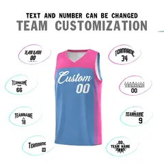 Light Blue Pink Classic Sets Basketball Jersey 4