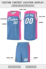 Light Blue Pink Classic Sets Basketball Jersey 5