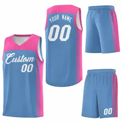 Light Blue Pink Classic Sets Basketball Jersey 6