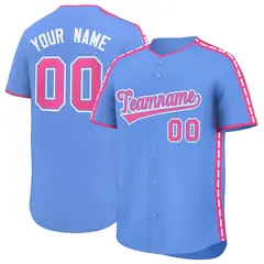 Light Blue Pink Color Block Side Dotted Line Baseball Jersey