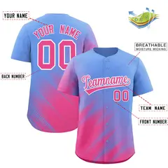 Light Blue Pink Diagonal Stripe Gradient Baseball Jersey 2