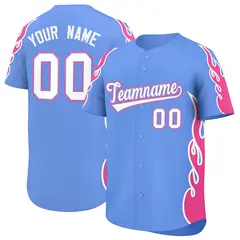 Light Blue Pink Flame Outline Side Pattern Basketball Jersey 1