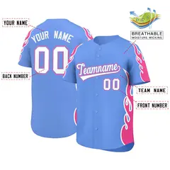 Light Blue Pink Flame Outline Side Pattern Basketball Jersey 2
