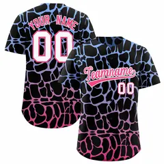 Light Blue Pink Giraffe Graffiti Pattern Baseball Jersey