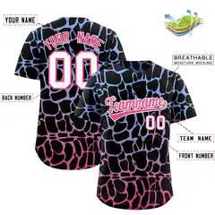 Light Blue Pink Giraffe Graffiti Pattern Baseball Jersey 2