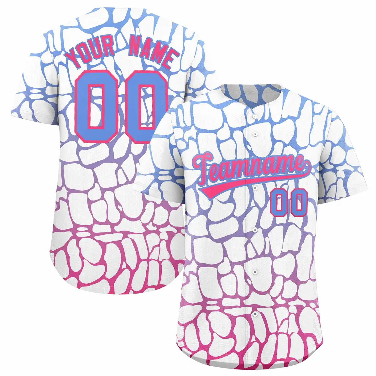 Light Blue Pink Giraffe Graffiti Pattern Baseball Jersey