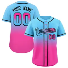 Light Blue Pink Gradient Fashion Authentic Baseball Jersey