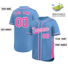 Light Blue Pink Gradient Side Authentic Baseball Jersey 2