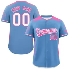 Light Blue Pink Gradient Star Pattern Baseball Jersey 1