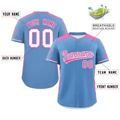 Light Blue Pink Gradient Star Pattern Baseball Jersey 2