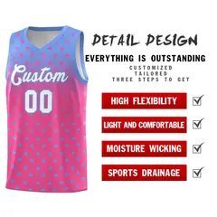 Light Blue Pink Gradient Star Pattern Basketball Jersey Sets 2