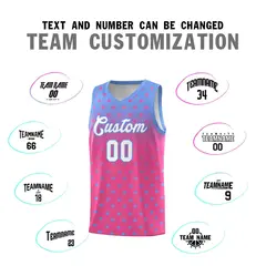 Light Blue Pink Gradient Star Pattern Basketball Jersey Sets 4