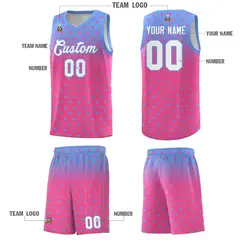 Light Blue Pink Gradient Star Pattern Basketball Jersey Sets 5