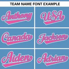 Light Blue Pink Gradient Thick Stripe Raglan Baseball Jersey 3