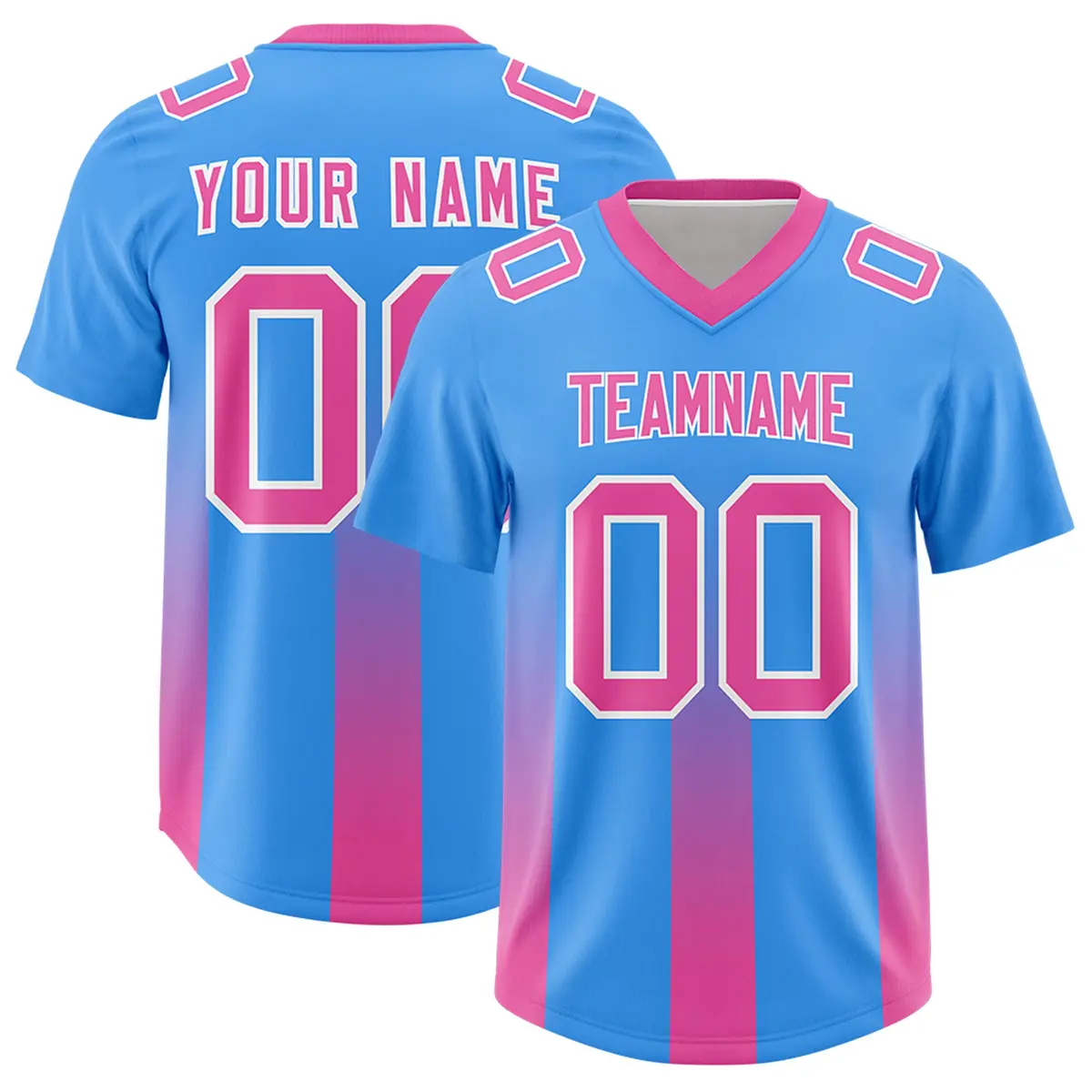 Light Blue Pink Gradient Vertical Stripe Football Jersey