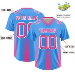 Light Blue Pink Gradient Vertical Stripe Football Jersey 2