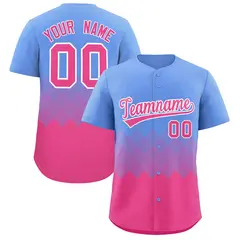 Light Blue Pink Grid Blur Pattern Baseball Jersey 1