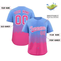 Light Blue Pink Grid Blur Pattern Baseball Jersey 2