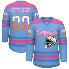 Light Blue Pink Ice Cream Helmet Pattern Hockey Jersey