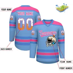 Light Blue Pink Ice Cream Helmet Pattern Hockey Jersey 2