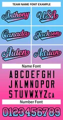 Light Blue Pink Light Blue-Black Gradient Two-Button Softball Jersey 3