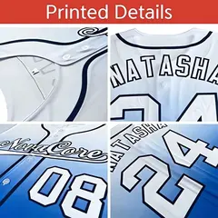 Light Blue Pink Navy-White Gradient Baseball Jersey 5