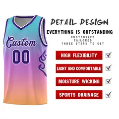 Light Blue Pink-Purple Flame Gradient Basketball Jersey 5